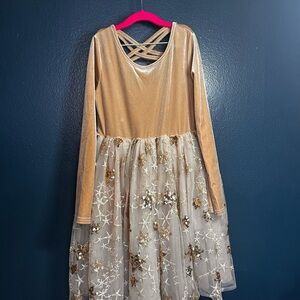 Elegant Gold Kids Formal Dress